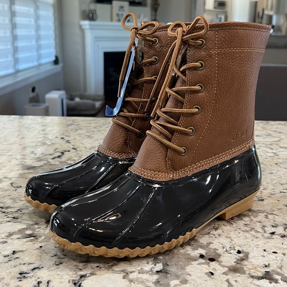 JBU Shoes - NIB JBU Duck Rain Boots Women’s 9.5 Chocolate Brown Maplewood Waterproof NWT